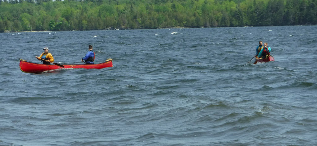 Canoeists in open water